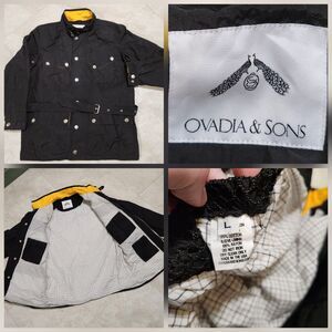 Ovadia & Sons Men L Large Black Nylon Long Belted Buckle Neck Fieldmaster Jacket